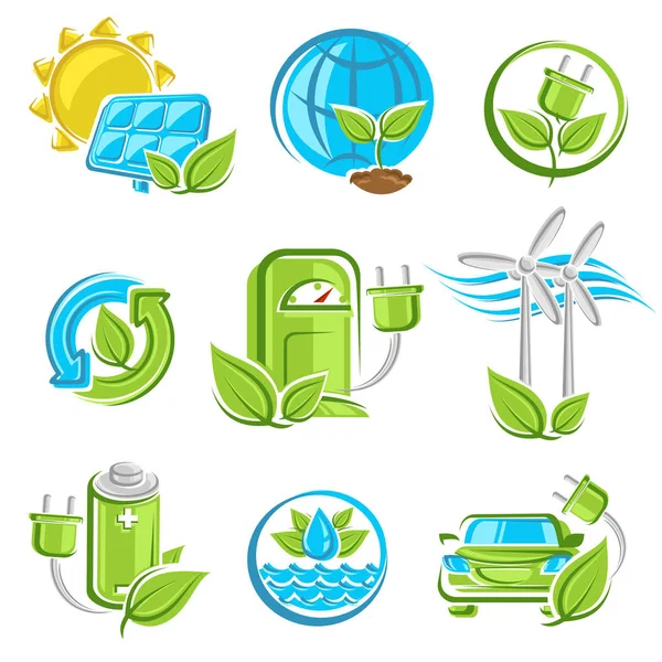 Iconos Ecología Colección Vector Colección Ecología Etiquetas Elementos Conjunto Editar — Vector de stock