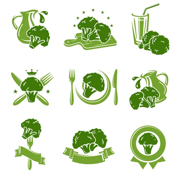 Brokoli Etiketleri Öğeleri Ayarlayın Vektör Koleksiyon Brokoli Etiketleri Öğeleri Ayarla — Stok Vektör
