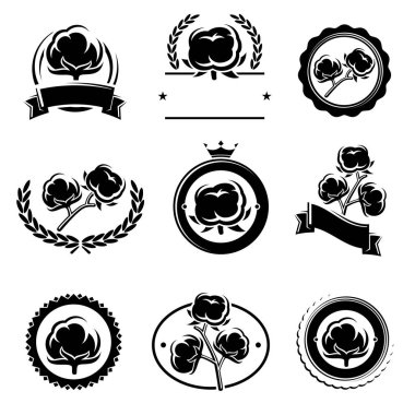 Pamuk etiketleri ve öğeleri ayarlayın. Vektör