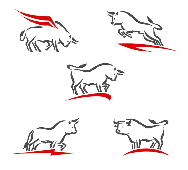 Bull Collection Set Vector — Stock Vector