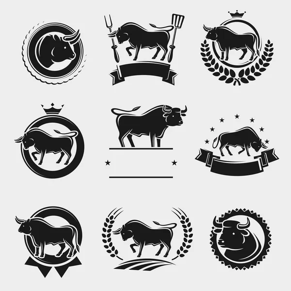 Set Etiquetas Elementos Bull Vector — Archivo Imágenes Vectoriales