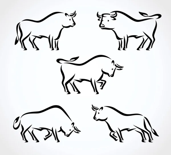 Bull Collection Set Vector — Stock Vector