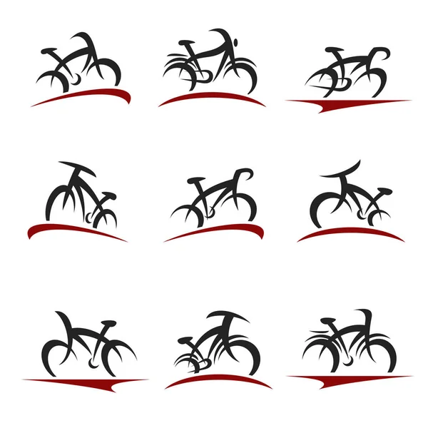 Bicycle Set Collection Icon Bicycle Vector — Stock Vector