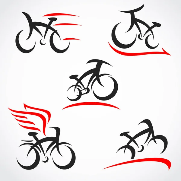 Bicycle Set Collection Icon Bicycle Vector — Stock Vector