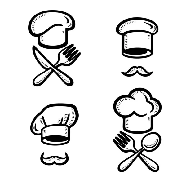 Chapeaux Chef Ensemble Chapeaux Chef Icône Collection Vecteur — Image vectorielle