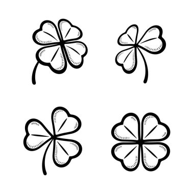 Yaprak yoncası seti. Tahsilat ikonu yoncası. Vektör