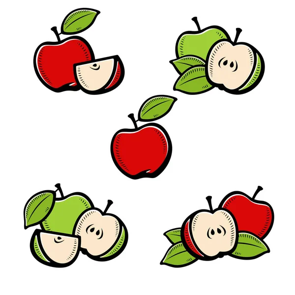 Jabłko Gotowe Ikony Kolekcji Jabłko Wektor — Wektor stockowy