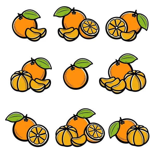 Mandarinenset Sammlung Symbole Mandarin Vektor — Stockvektor
