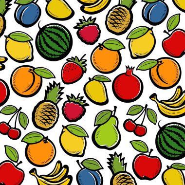 Meyve arkaplanı. Meyve koleksiyonu. Vektör