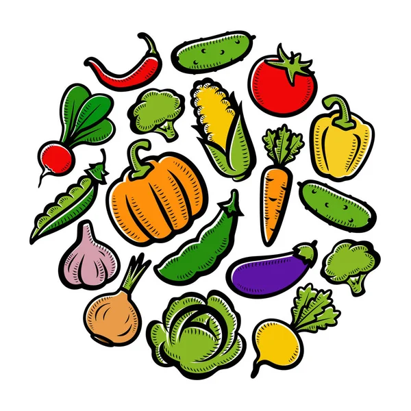 Grönsaker Bakgrund Samling Grönsaker Vektor — Stock vektor