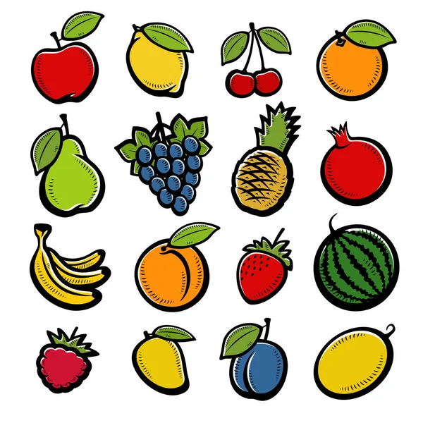 Colección Frutas Set Ilustración Vectorial — Vector de stock