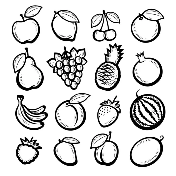 Colección Frutas Set Ilustración Vectorial — Vector de stock