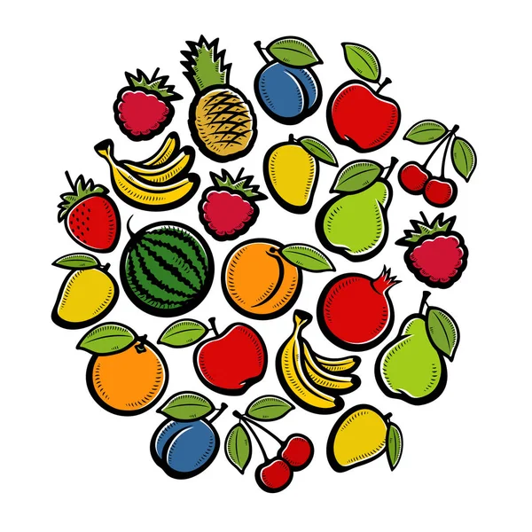 Fondo Fruta Colección Frutas Vector — Vector de stock