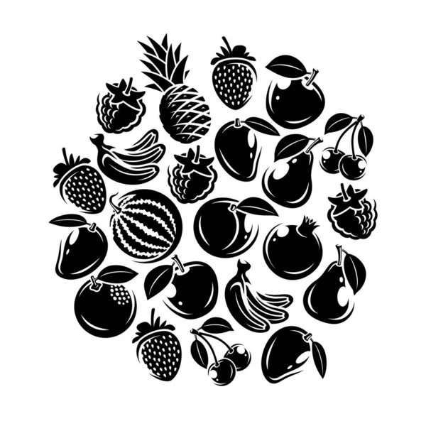 Fondo Fruta Colección Frutas Vector — Vector de stock