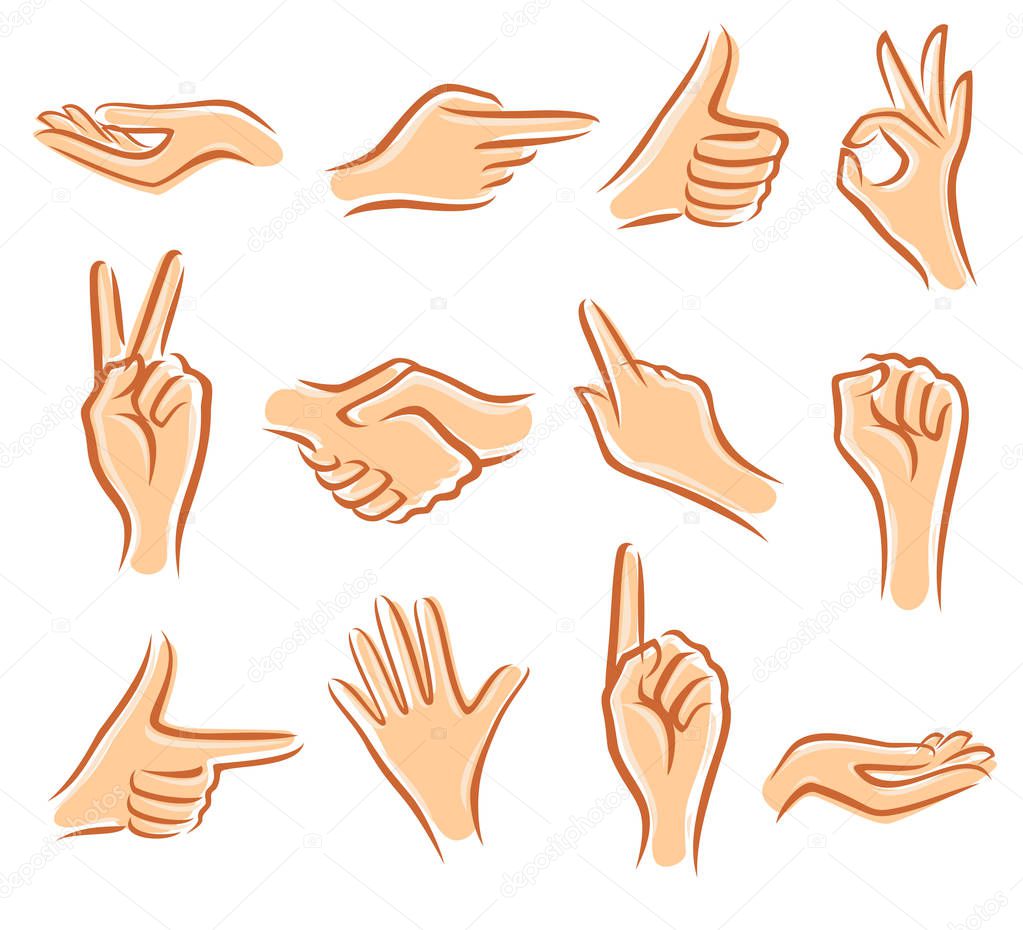 Hands set. Collection icon hands. Vector