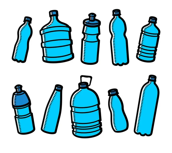 Flaskor Med Vatten Samling Ikon Flaskor Vatten Vektor — Stock vektor