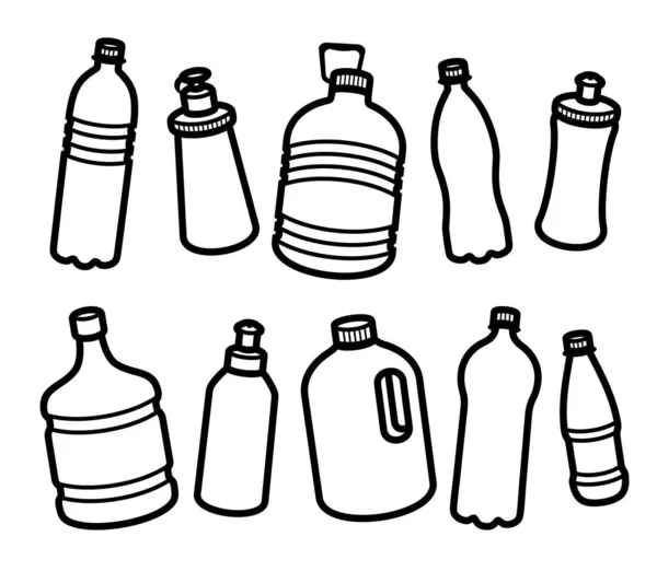 Conjunto Botellas Agua Colección Icono Botellas Agua Vector — Vector de stock