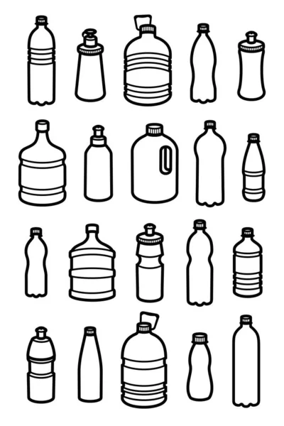 Μπουκάλια Σετ Νερού Συλλογή Εικονίδιο Μπουκάλια Νερό Διάνυσμα — Διανυσματικό Αρχείο