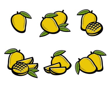 Mango set. Collection icon mango. Vector  clipart