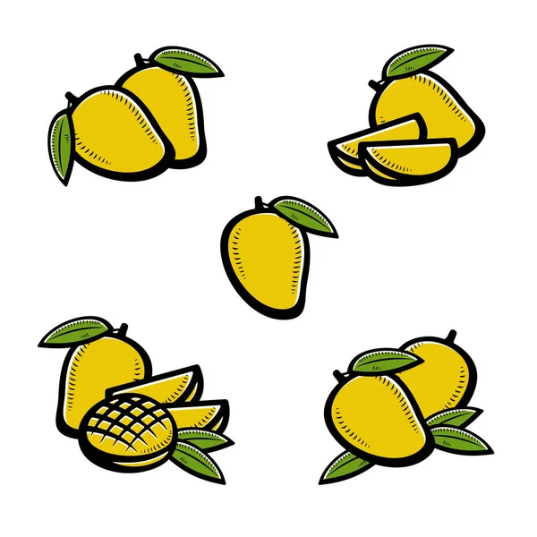 Conjunto Mango Icono Colección Mango Vector — Vector de stock