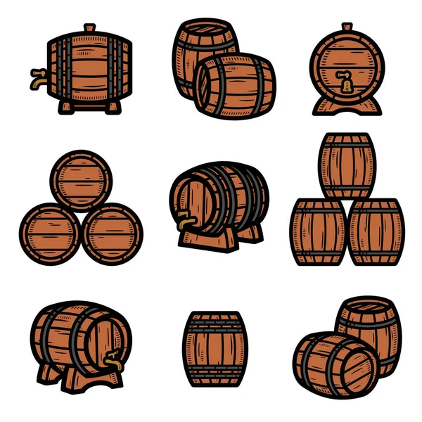 Barrels Collection Set Collection Icon Barrels Vector — ストックベクタ