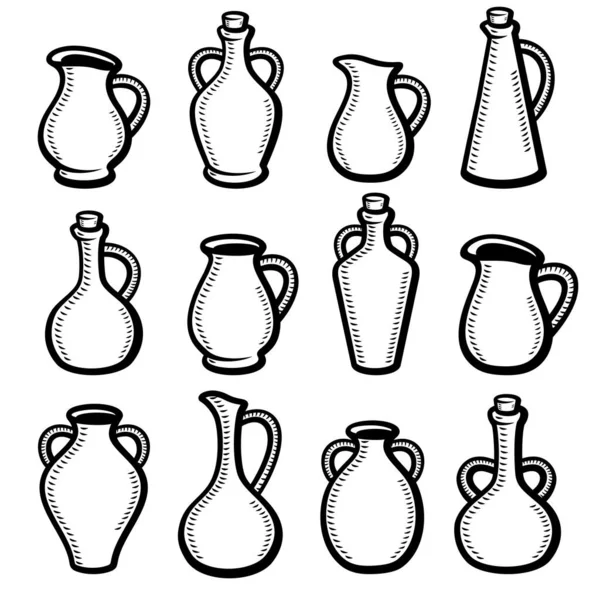 Jugs Set Collection Icon Jugs Vector — Stock Vector