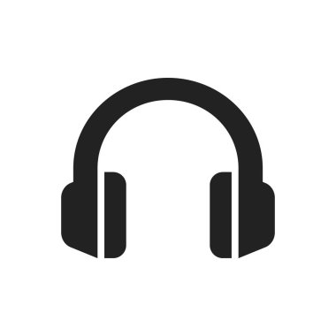 Kulaklıklar basit siyah vektör simgesi. Kulaklık ya da kulaklık sembolü.