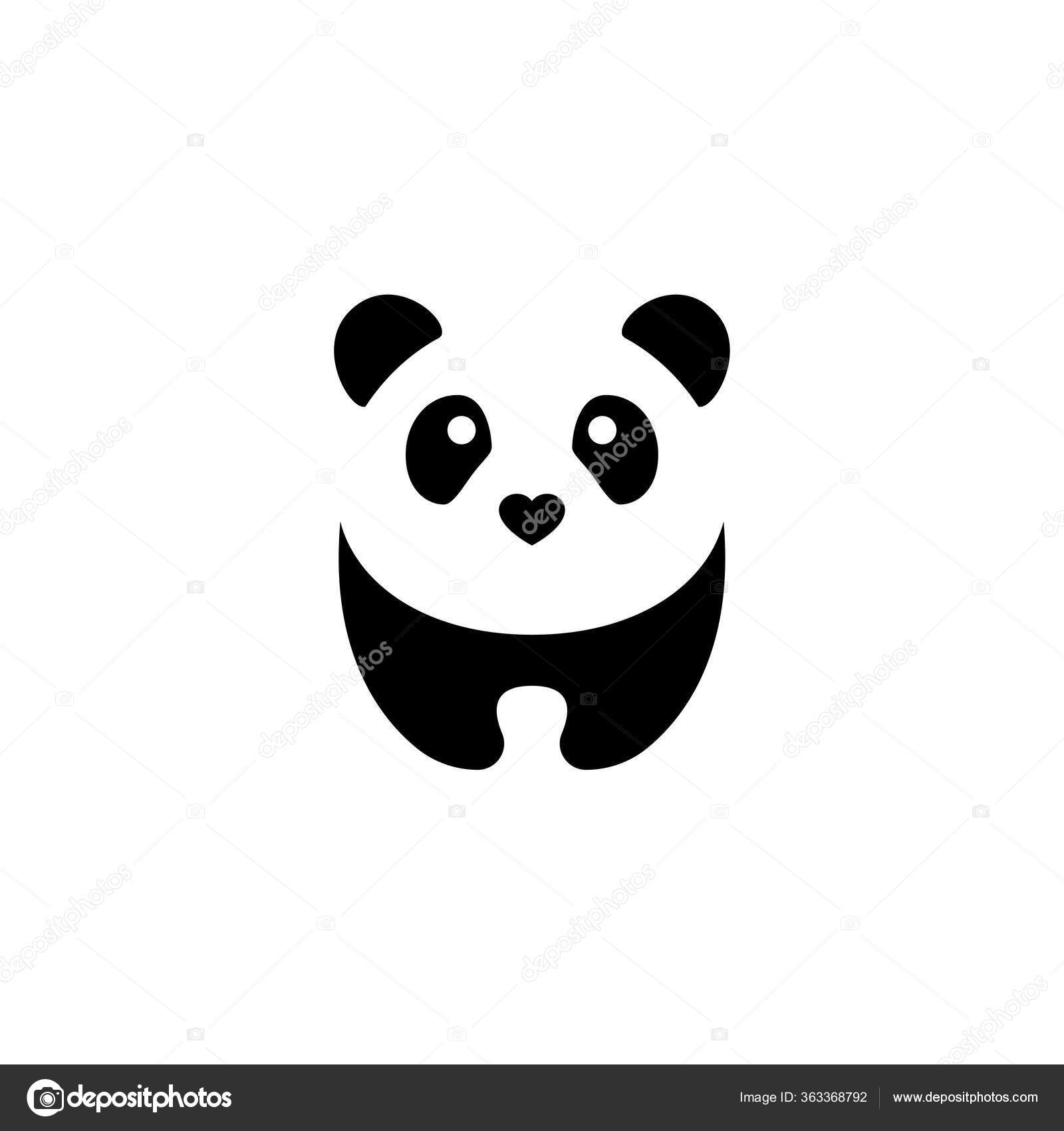 Logotipo do ícone do vetor de desenho de rosto de panda bonito isolado em  branco