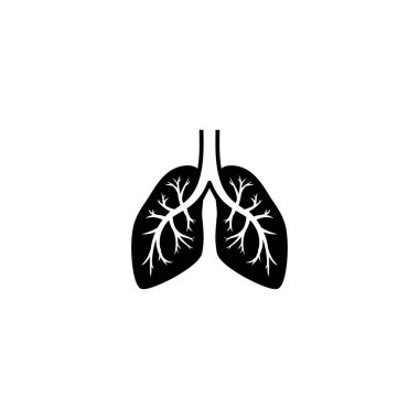 İnsan ciğerleri siyah izole vektör ikonu ayarlandı. Akciğer, bronş, insan organı çizimi..