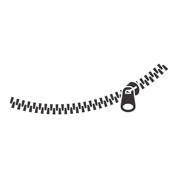 Fermé Fermeture Glissière Incurvée Noir Isolé Vecteur Illustration Zipper Courbe — Image vectorielle