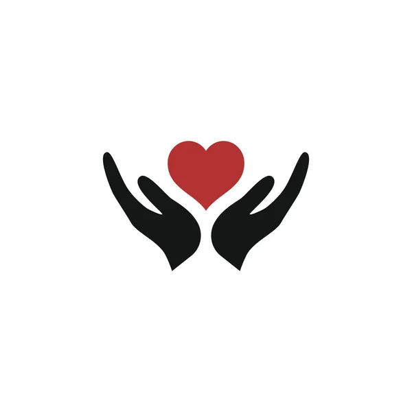 Lidské Ruce Srdcem Mezi Černými Izolovanými Vektory Ikony Péče Láskou — Stockový vektor