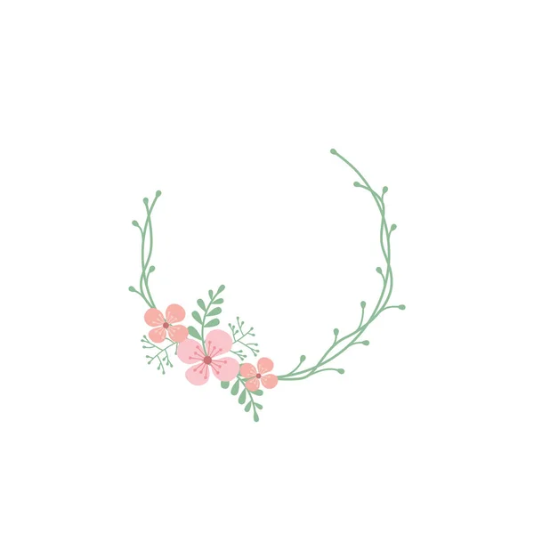 Floral Circle Colorful Vector Frame Spring Blossom Flower Vintage Decoration — Stock Vector