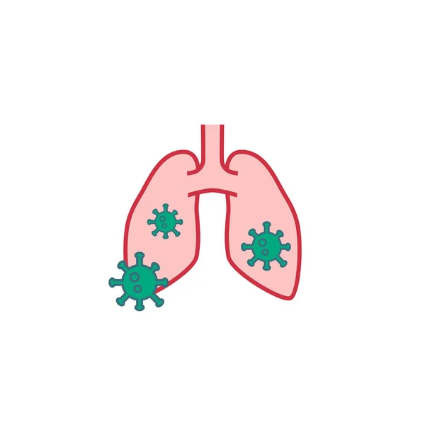 Pulmones Humanos Con Coronavirus Colorido Vector Dibujos Animados Pulmones Virus — Vector de stock