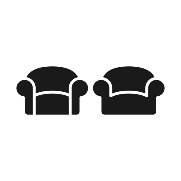 扶手椅或沙发黑色隔离病媒图标 沙发简单的字形符号 — 图库矢量图片