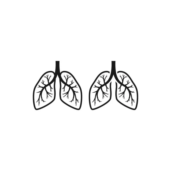Nsan Ciğerleri Siyah Izole Vektör Ikonu Ayarlandı Akciğer Bronş Insan — Stok Vektör