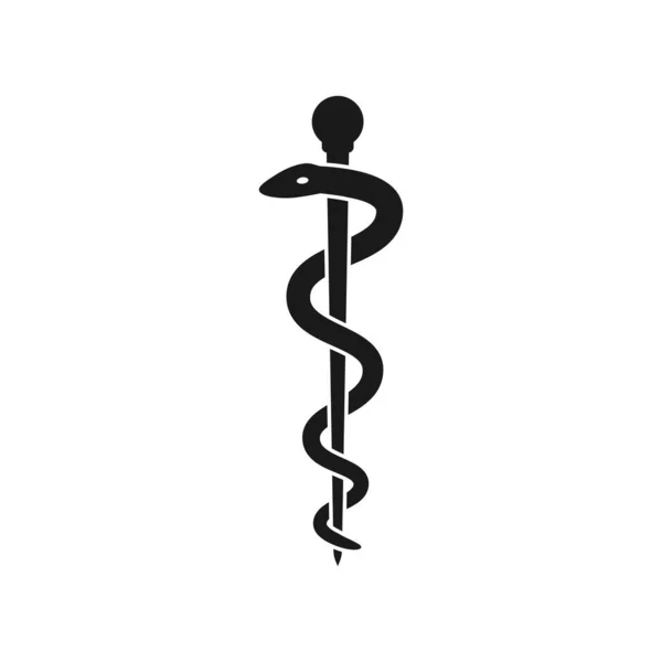 Стержень Аптеки Asclepius Чорний Вектор Значок Здоров Або Ліки Символ — стоковий вектор