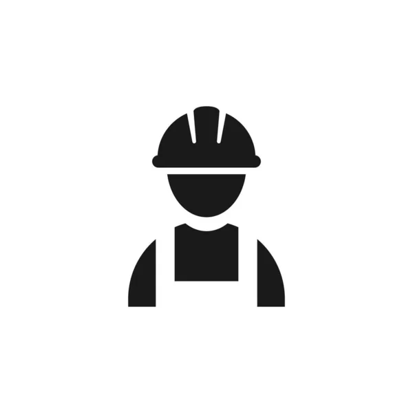 Travailleur Avec Casque Casque Constructeur Construction Icône Vectorielle Noire Employé — Image vectorielle