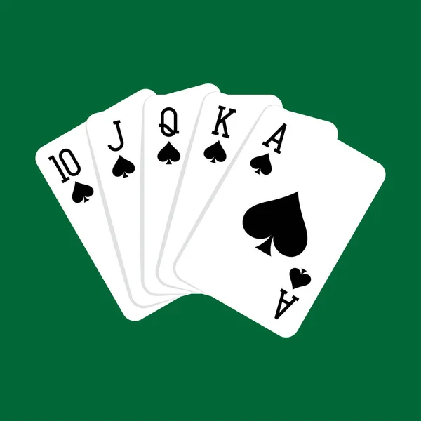 Royal Flush Kéz Pikk Kártyák Pakli Színes Illusztráció Póker Kártyák — Stock Vector