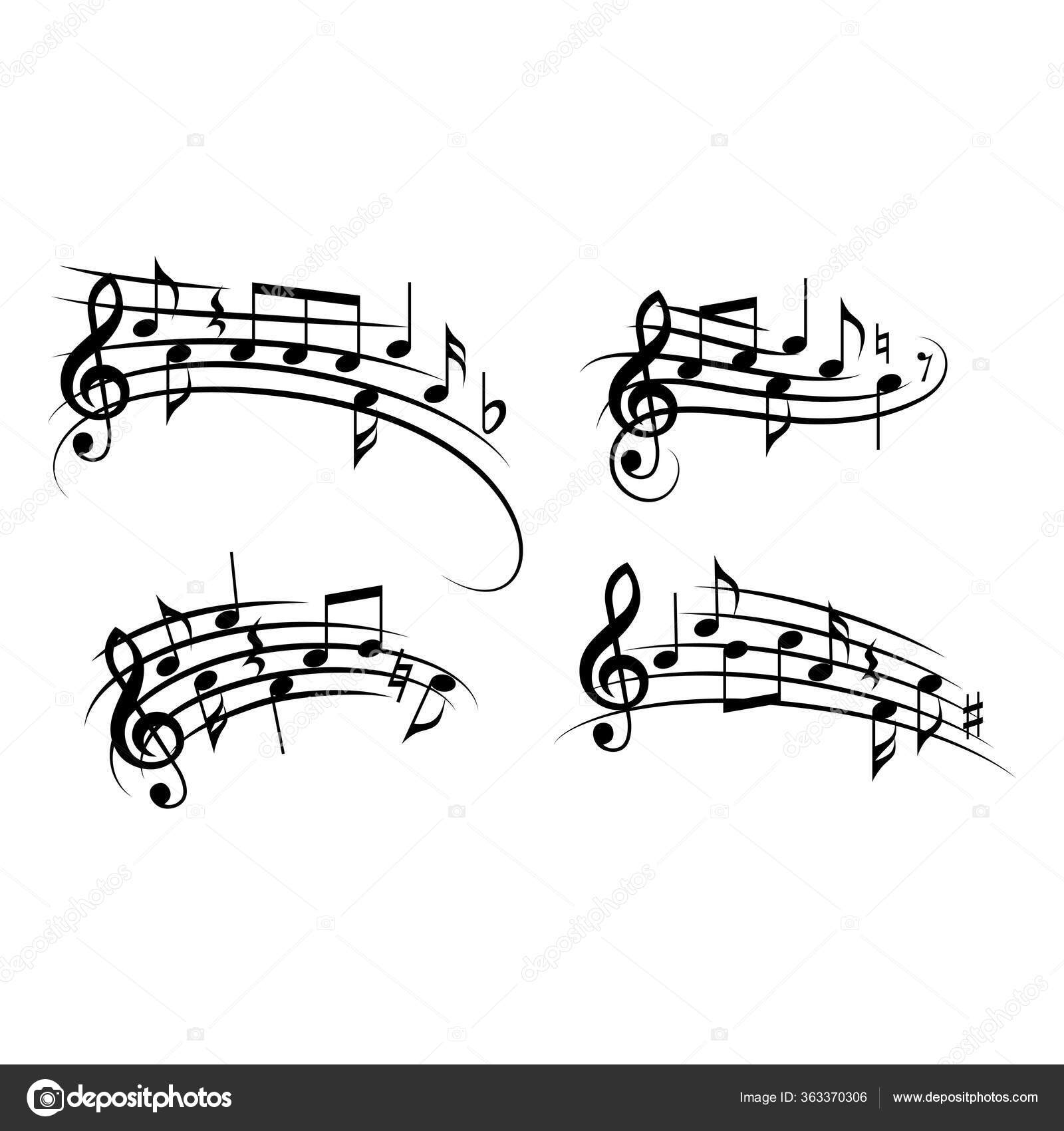 Music Notes Curved Swirled Staff Musical Melody Clef Key Notes Stock Vector  Image by ©tsvetinaiv #363370306