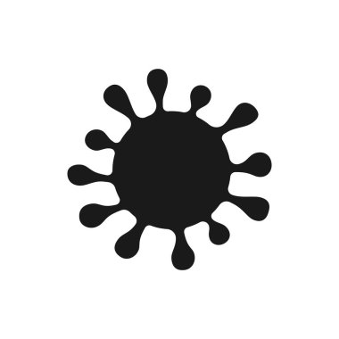 Virüs basit siyah izole vektör simgesi. Corona virüsü veya bakteri sembolü.