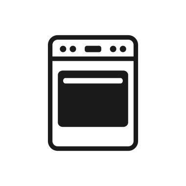 Basit siyah izole vektör simgesi fırını. Elektrikli fırın sembolü.