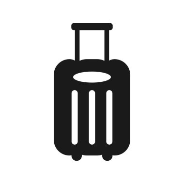 Bagaj çantası, basit siyah izole vektör ikonu. Sandık sembolü.