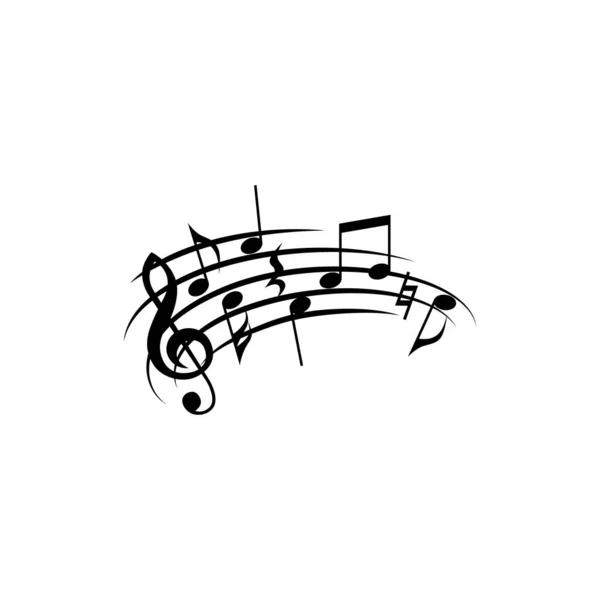 Notas Musicais Com Pauta Curva Girada Melodia Musical Com Clave —  Vetores de Stock