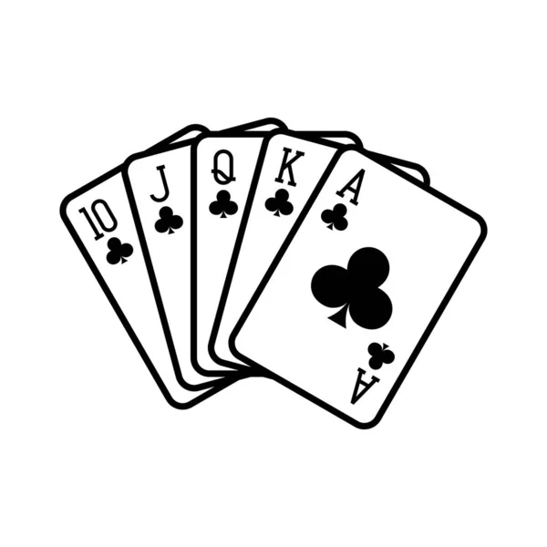 皇家冲水手杆 扑克甲板彩绘图解 扑克牌 王牌和王牌 — 图库矢量图片