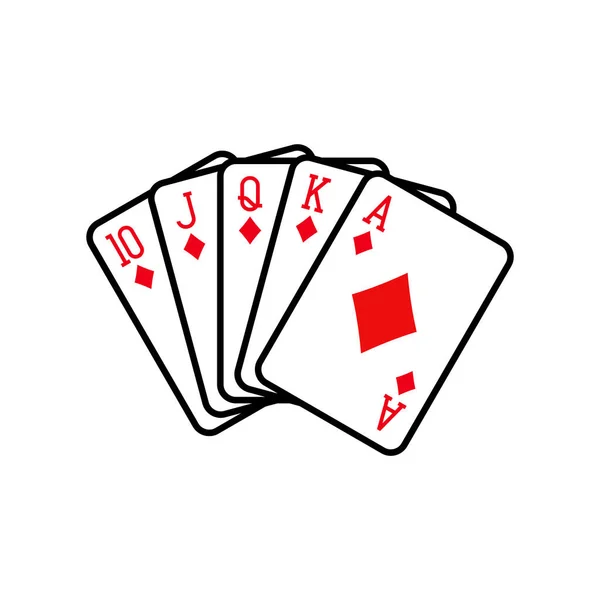 Royal Flush Mano Diamantes Cartas Juego Ilustración Colorida Baraja Tarjetas — Archivo Imágenes Vectoriales