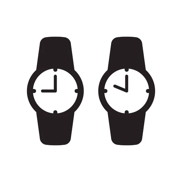 Reloj Pulsera Reloj Simple Icono Vector Aislado Negro Reloj Pulsera — Vector de stock