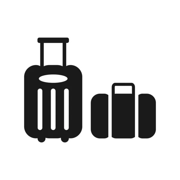 Wagen Tas Bagage Eenvoudige Zwarte Geïsoleerde Vector Pictogram Bagagesymbool — Stockvector