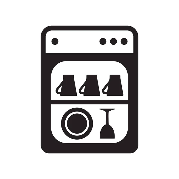 Lavavajillas Electrodoméstico Negro Aislado Icono Del Vector Símbolo Glifo Lavavajillas — Archivo Imágenes Vectoriales