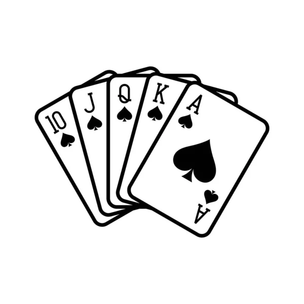 Royal Flush Kéz Pikk Kártyák Pakli Színes Illusztráció Póker Kártyák — Stock Vector