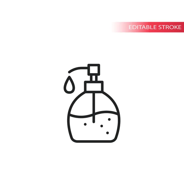 肥皂或消毒剂瓶子细线矢量图标 可编辑笔划 — 图库矢量图片